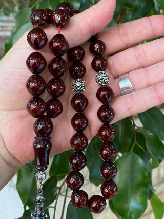 Handmade German Faturan Rosary Islamic Prayer 33 Beads Misbaha Tasbih 67grm Red 4