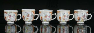 FINE Group of Ten Antique Chinese Famille Rose Coffee Cup & Saucer Dish 18th C 2