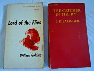 Lord Of The Flies,  William Golding 1954 & Catcher In The Rye Vtg Collectors Books