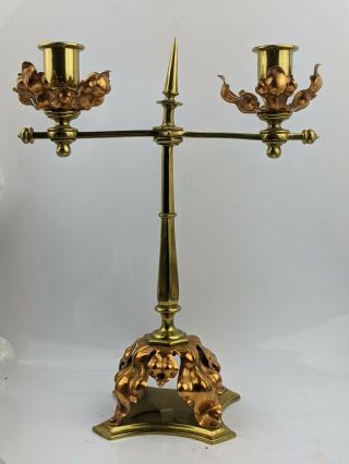Antique Arts & Crafts Period Copper Brass Candlestick Candelabra - Was Benson ?