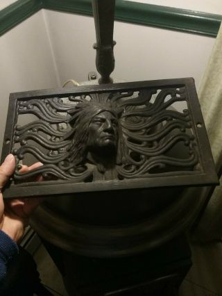 Antique Cast Iron Heat Grate Or Vent Grate With Figural Native American Chief