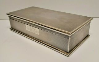Antique Solid Silver Engine Turned Large Table Box C1936 By A Wilcox Heavy 802g