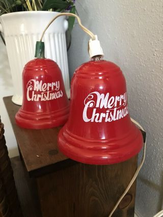 Vintage Christmas Bell Lights Hard Plastic Blowmold