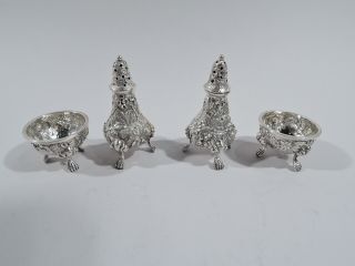 Schofield Salts & Peppers - Antique Baltimore Set 4 - American Sterling Silver