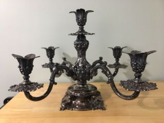 Antique Reed & Barton 166 Silverplated 5 Arm Epergne Candelabra No Glass