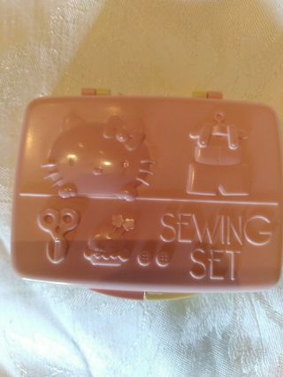 Rare Vintage 1976 Sanrio Hello Kitty Sewing Set Kit.  Japan Toy Pink
