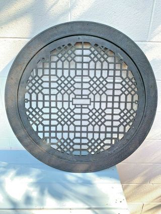 Large Antique Round Cast Iron Architectural Floor Grate Heat Vent Louver Ring
