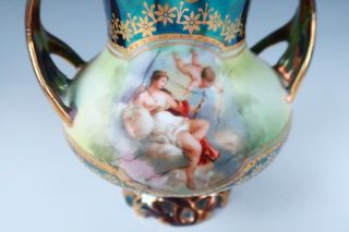 RS Prussia Iridescent Tiffany Royal Vienna Reticulated Porcelain Urn Vase Gold 2