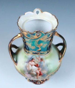 RS Prussia Iridescent Tiffany Royal Vienna Reticulated Porcelain Urn Vase Gold 3