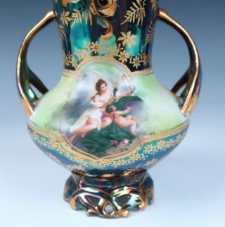 RS Prussia Iridescent Tiffany Royal Vienna Reticulated Porcelain Urn Vase Gold 5