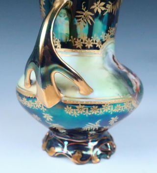 RS Prussia Iridescent Tiffany Royal Vienna Reticulated Porcelain Urn Vase Gold 6