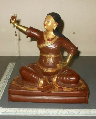Antique Indian Bronze/gilt/brass Buddhist Statue Figure