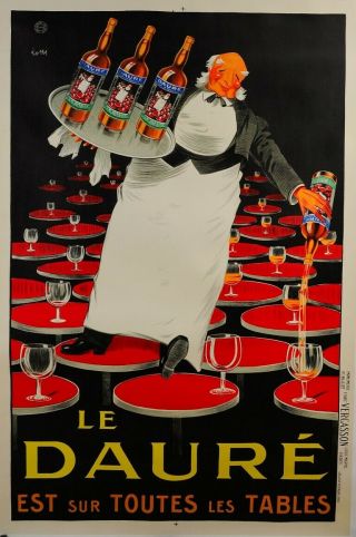 Vintage French Reprint Lithograph Poster ”le Dauré Apéritif” By Lotti 1980 