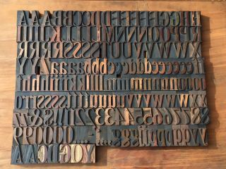 Large Antique Vtg Wood Letterpress Print Type Block A - Z Alphabet Letters ’s Set