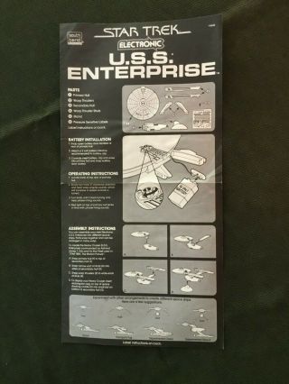 Vintage 1979 Star Trek Electronic Uss Enterprise South Bend Instructions 7903e