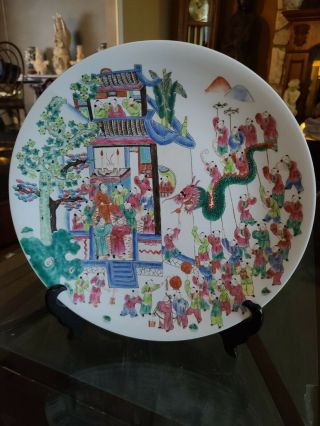Chinese Famille Rose Porcelain Charger Plate Hundred Boys