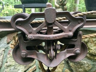 Antique Jewel Louden Hay Carrier Trolley Barn Pulley Cast Iron Patent 1896