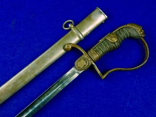 German Germany Antique Ww1 Engraved Lion Head Sword W/ Scabbard
