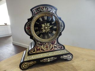 French Shell & Brass Very Early Mantle Clock 1860s Looking Clock