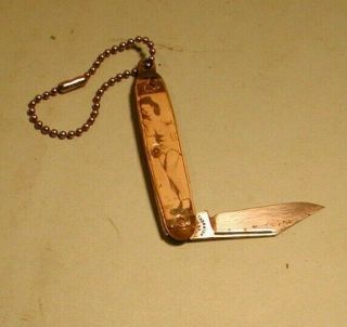 Vintage Pin - Up Female Single Blade Pocket Knife By Thornton 2