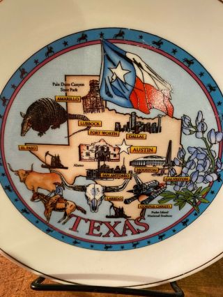 Vintage Souvenir Texas Lone Star State Map Plate