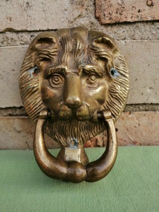 Vintage Solid Brass Lions Head Door Knocker