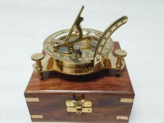 Rirhtajus 3 " Brass Compass Sundial Maritime Nautical Vintage Antique Nautical