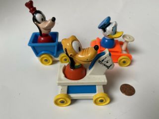 Vintage Fisher Price Disney Little People Donald Pluto Goofy Cars