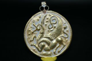 Authentic Ancient Greco Roman Gold Pendant With Mystical Creature 332 Bc - 395 Ad