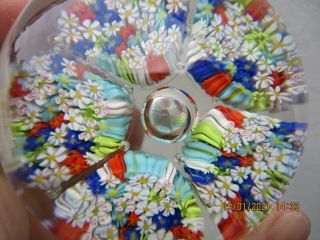 A Stunning Vintage Glass Paperweight With Flowers & Bubble Decoration Ornament.
