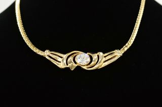 True Vintage 80s Collar Statement Necklace Gold Rhinestone Crystal Sparkling 80s