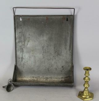 A Fine 19th C Tin Hanging Rolling Pin Holder In Surface With Towel Bar