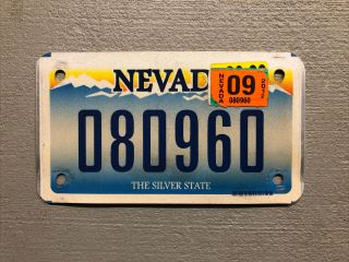 Vintage Nevada Motorcycle License Plate The Silver State 080960 2012 Sticker