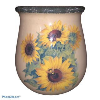 Home And Garden Party Sunflower Utensil Holder 6”h X 5” Vintage
