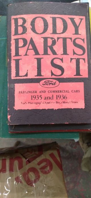 Vintage 1935 And 1936 Ford Passenger & Commercial Cars Body Parts List Book