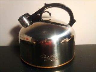 Vintage Paul Revere Ware Whistling Tea Pot Kettle Copper Bottom Korea 96 - C