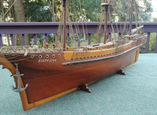 Antique Maritime Clipper Ship Model Great Lakes 3 Mast Schooner Hand Built