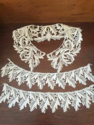 Vintage Antique Lace Collar And Cuffs