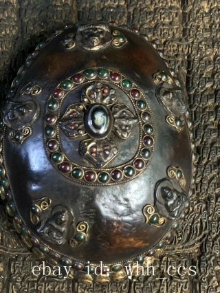 Tibet Tibetan Buddhism Mosaic Gem Skull Kapala 06