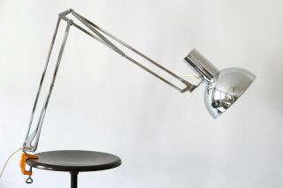 Mid Century Modern Chrome Clamp Table Lamp By Louis Poulsen,  19760s,  Denmark