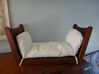 Vintage Mid Century Danish Modern Solid Teak Wood Dog Cat Pet Bed Flower Cushion
