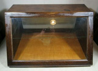 Vintage/antique Oak Wood Slant Front Glass Counter Top Display Case W/shelf