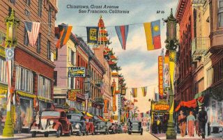 Grant Avenue,  Chinatown,  San Francisco,  Ca Street Scene C1940s Vintage Postcard