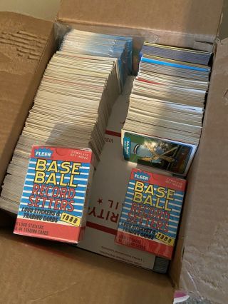Medium Flat Rate Box Full Of Vintage Fleer Baseball Cards 1981 - 1987