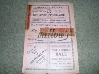 Rare Vintage Pre War Chesterfield V Middlesbrough Fa Cup 11th January 1930