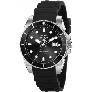 Orologio Sector 450 R3251276002 Watch Silicone Nero Uomo 43 Mm Diver 