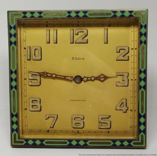Vintage Mega Art Deco Tiffany & Co 8 Day Desk Clock Enamel Signed Numbered