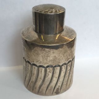 Antique Solid Silver Fluted Tea Caddy / Canister 9.  5cm 61.  9g 1901 Deakin Francis
