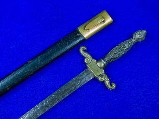 Antique 19 Century Germany German France French Fraternal Sword W/ Scabbard