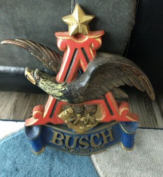 Vintage Anheuser Busch Bavarian Beer Sign Flying Eagle Banner Man Cave Budweiser
